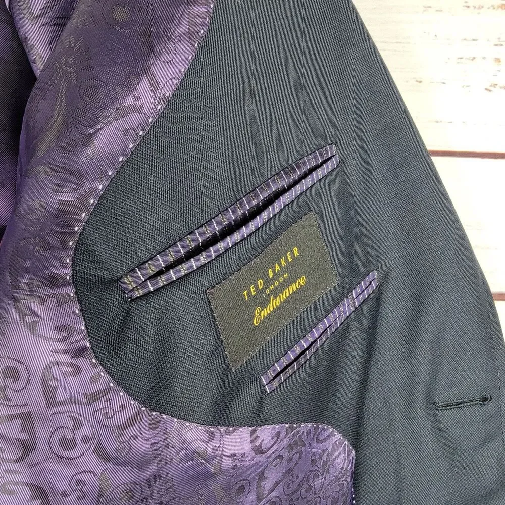 Ted Baker Jones CT Blazer Mens Size 42 L Endurance 100% Wool Dark Blue Office
